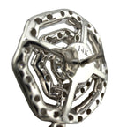 14K stamped back of octagon drop diamond earring in white gold, prong-set detail