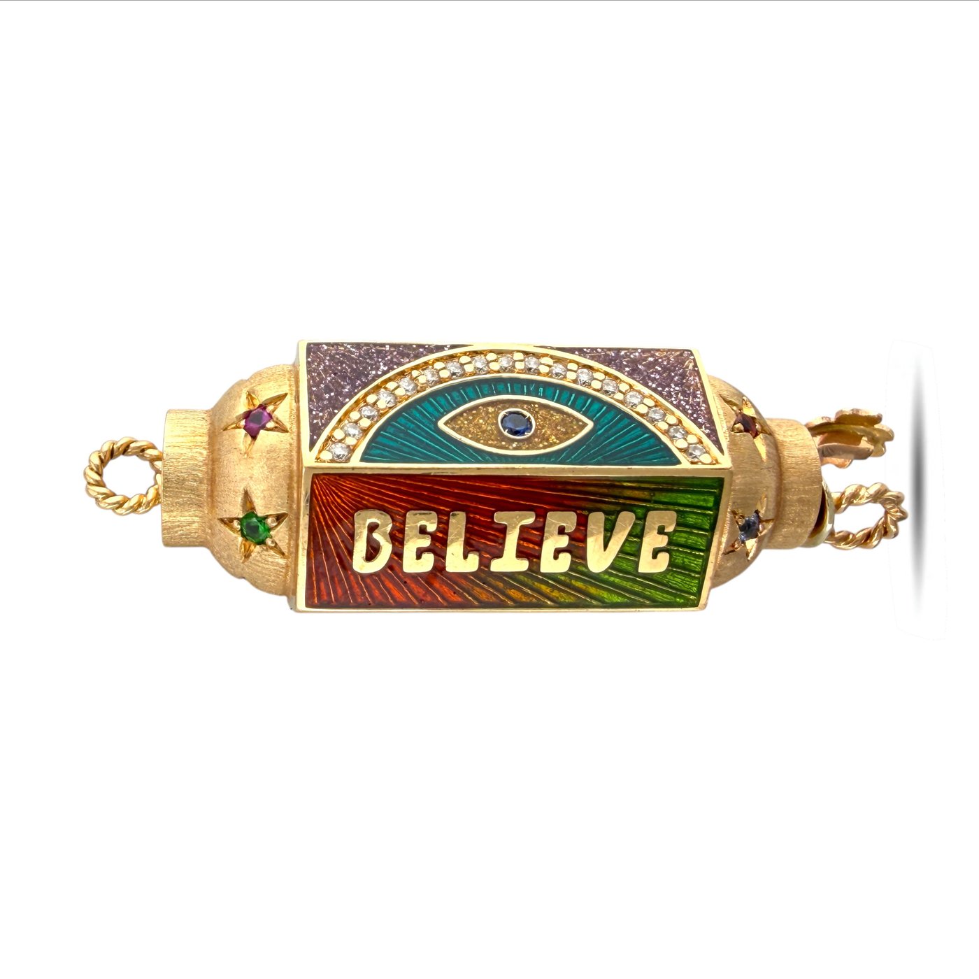 Pride Marie Lichtenberg 18K Rose Gold Rainbow Enamel and 0.15ct Diamond Two-Sided Pendant