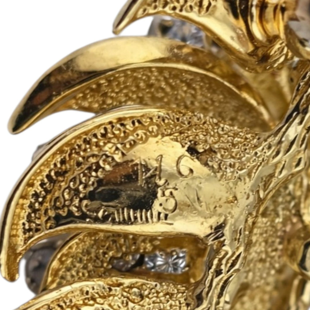 14K Yellow Gold 1.62ct Diamond Sculptural Cluster Brooch