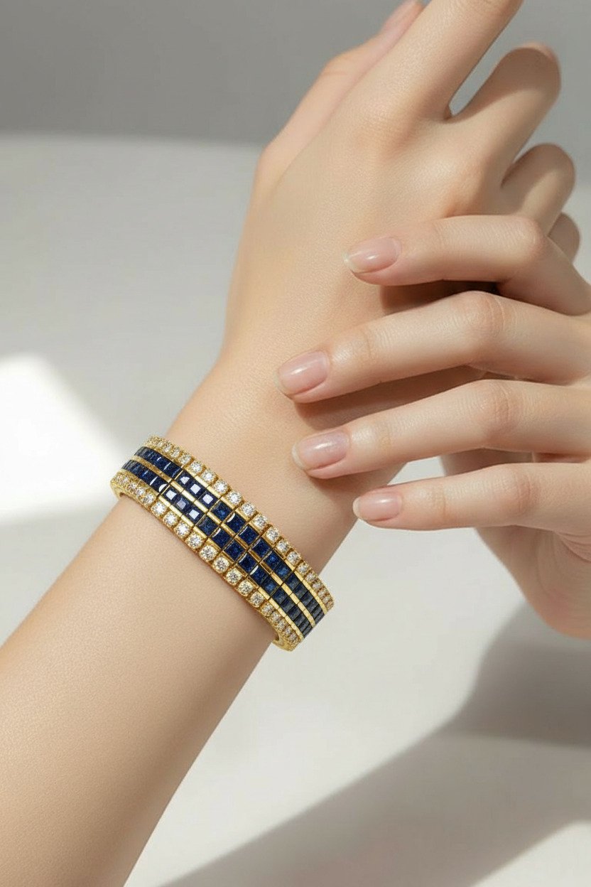 18K Yellow Gold 13.2ct Sapphire and 7.2ct Diamond Bracelet