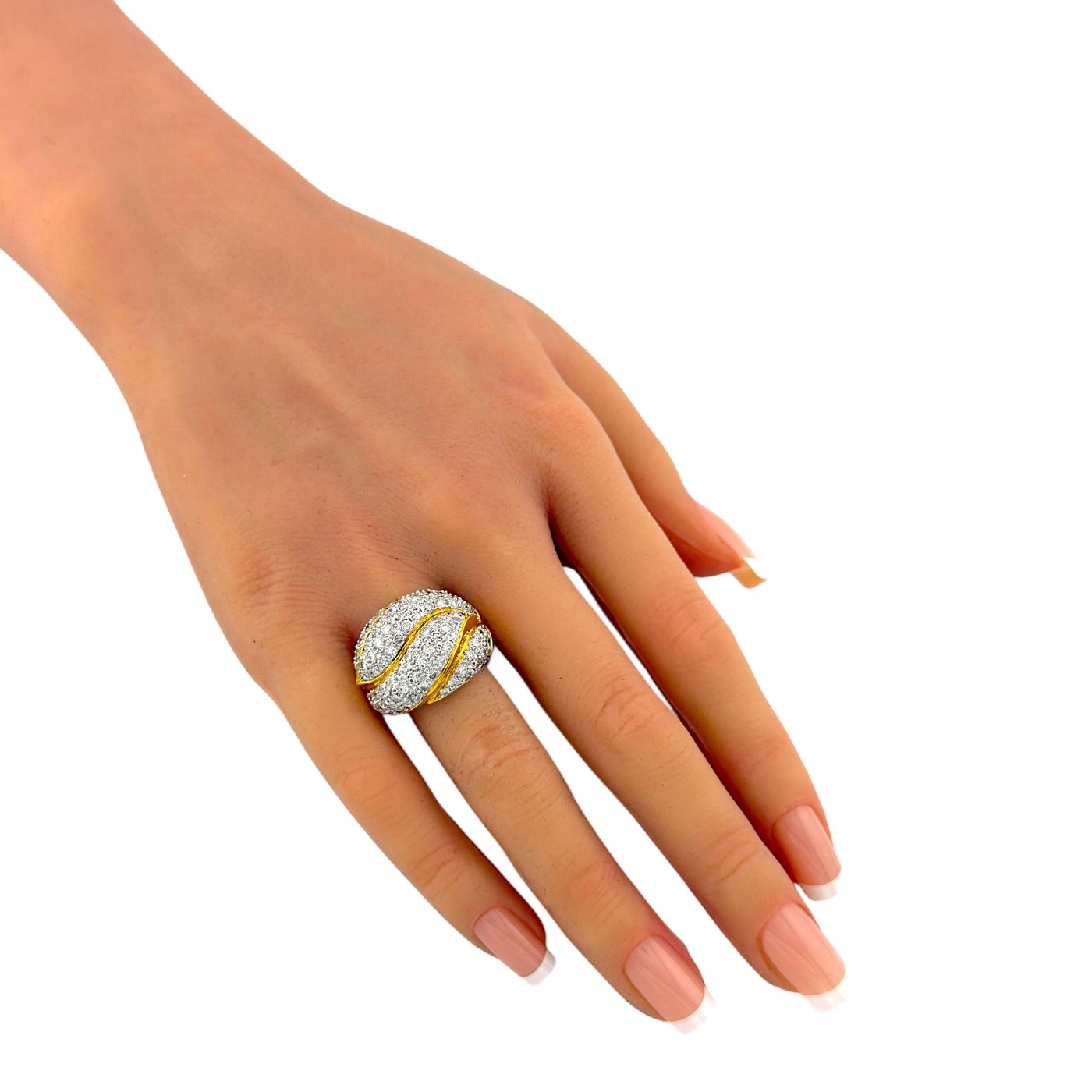 18K Yellow Gold 5.50ct Diamond Swirl Ring