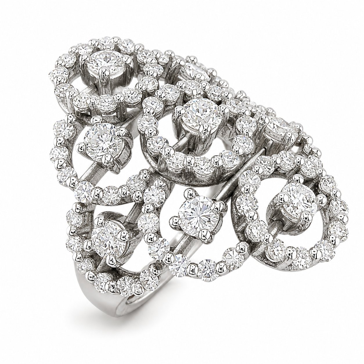 Damiani white gold diamond circular ring