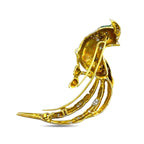 18K Yellow Gold 2.00ct Diamond and Enamel Parrot Brooch