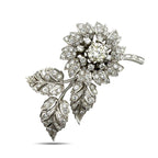 Platinum 4.38ct Diamond Flower Brooch
