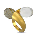 Bacharach 18K Yellow Gold Smoky and Rutilated Quartz Necklace and Ring Set