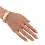 14K Tri-Color Gold Flexible Bracelet, White Gold, Rose