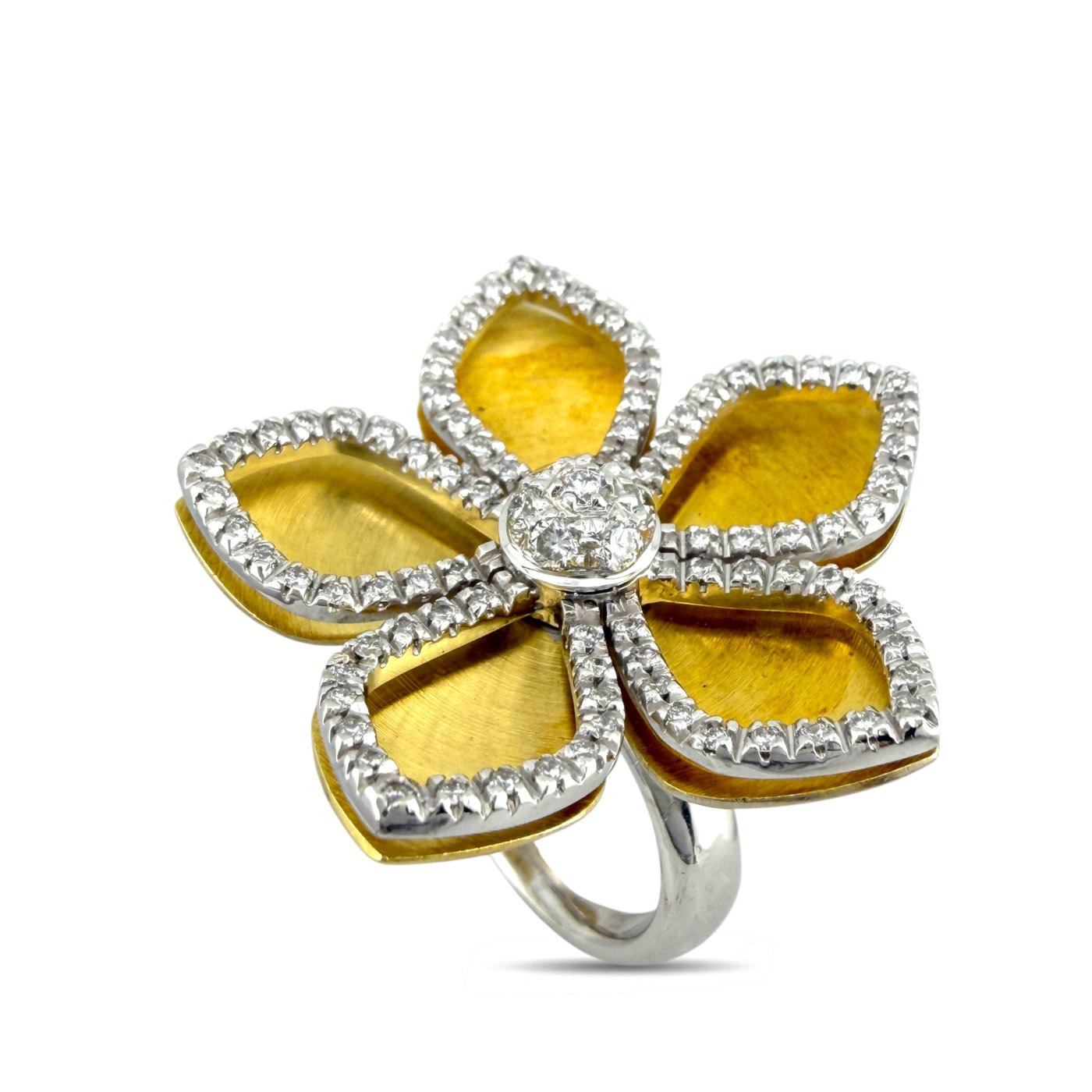 18K White and Yellow Gold Piero Milano Movable Petal Diamond Ring