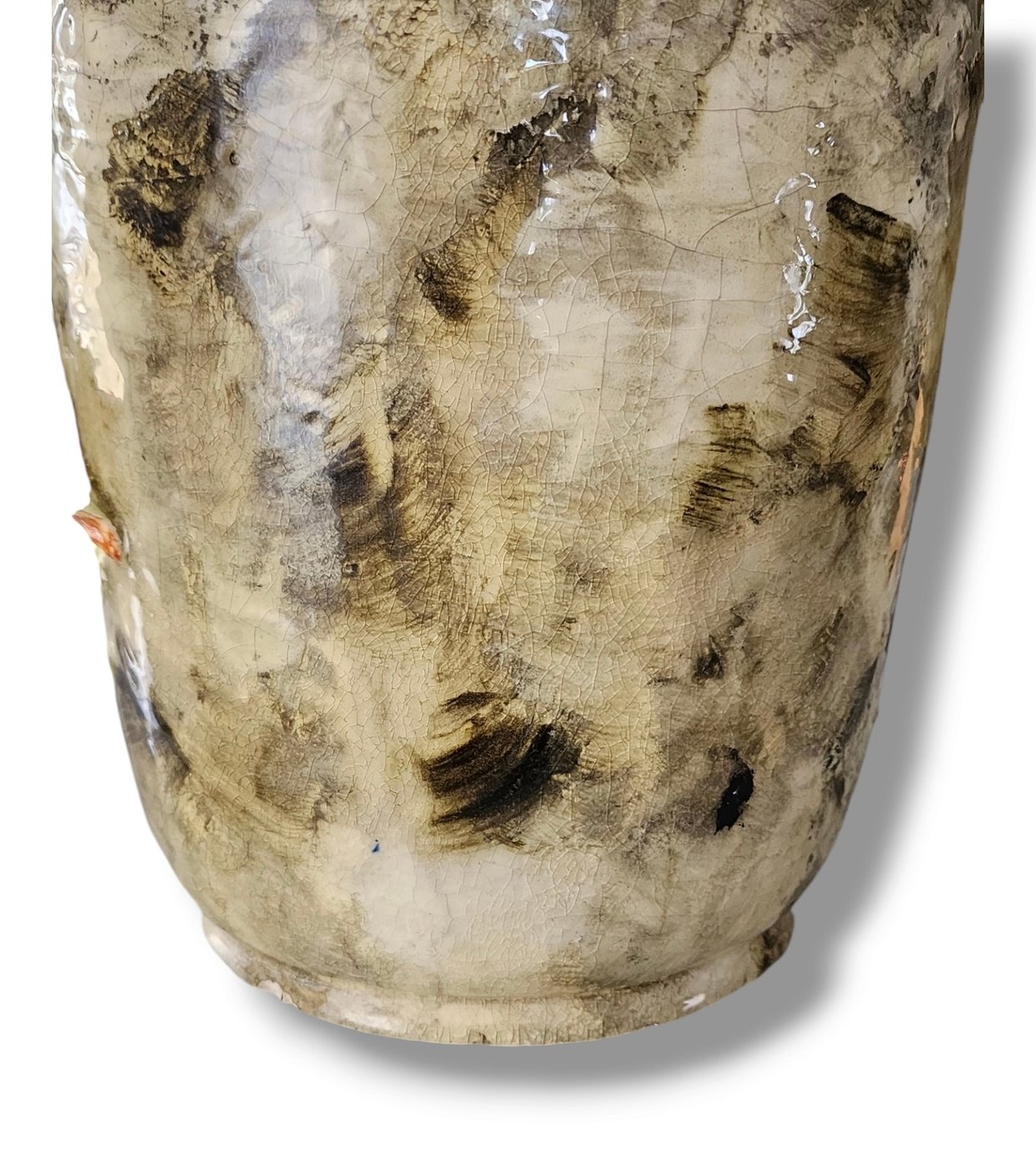 Antique Rare Large French Barbotine Majolica Floral Vase – Circa 1850
