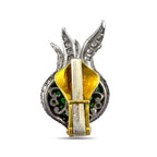 N. Varney 18K Yellow Gold Diamond and Emerald Pomegranate Clip On Earrings