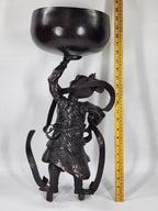 Antique Japanese Meiji Period Bronze Nio Ungyō Guardian Statue Koro (Incense Burner)
