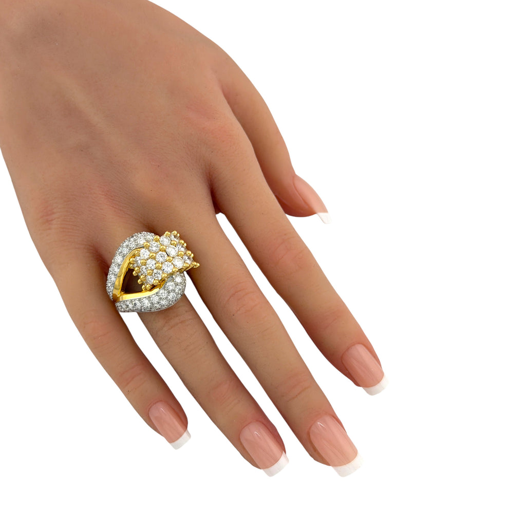 18K Yellow Gold 4.85ct Diamond Cocktail Ring