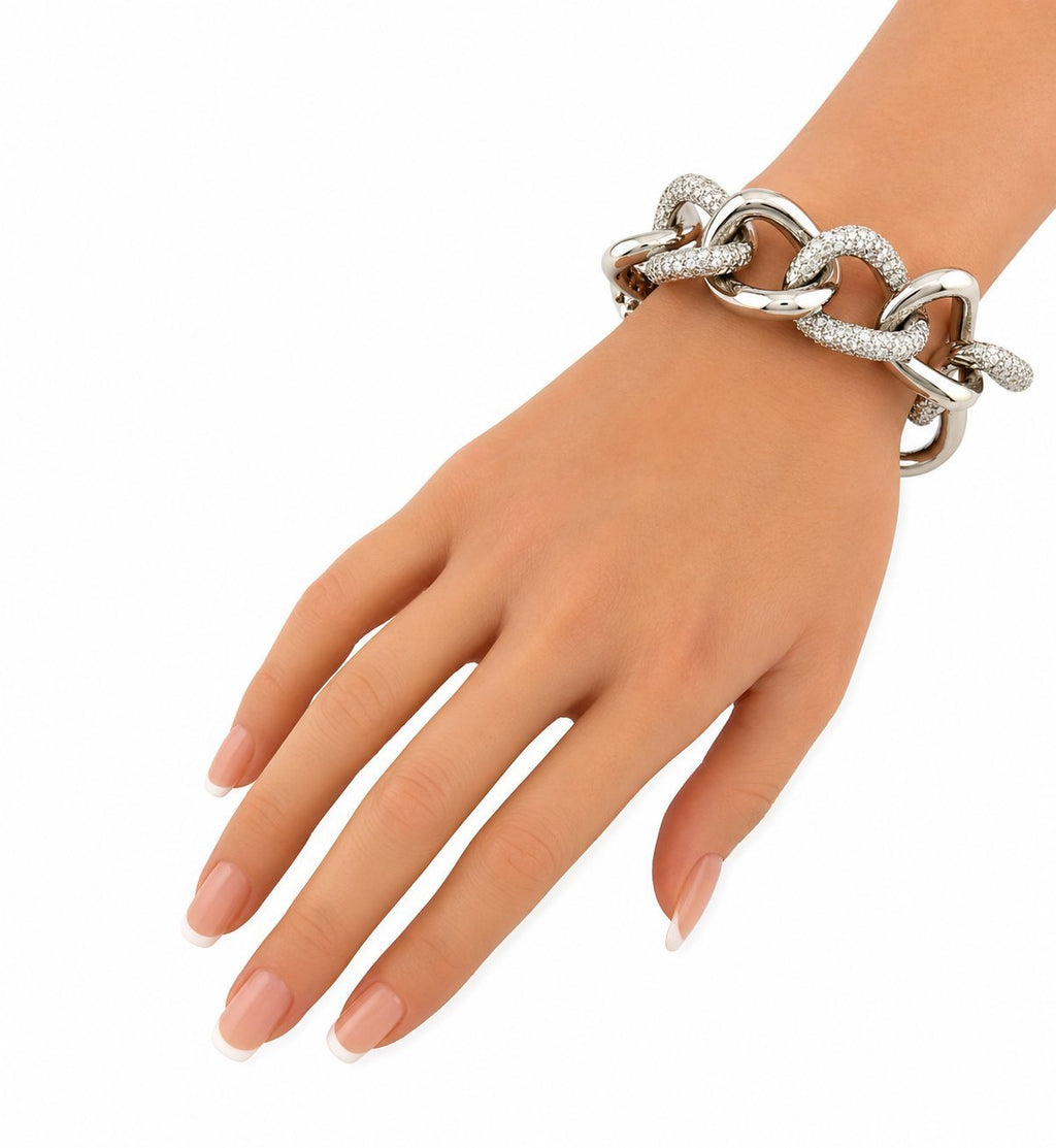 Tiffany & Co. White Gold 22.00ct Diamond Link Bangle Bracelet