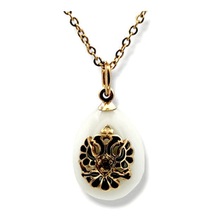 K. Faberge Russian Antique Gold Diamond & Blue Enamel Egg Pendant 1890s