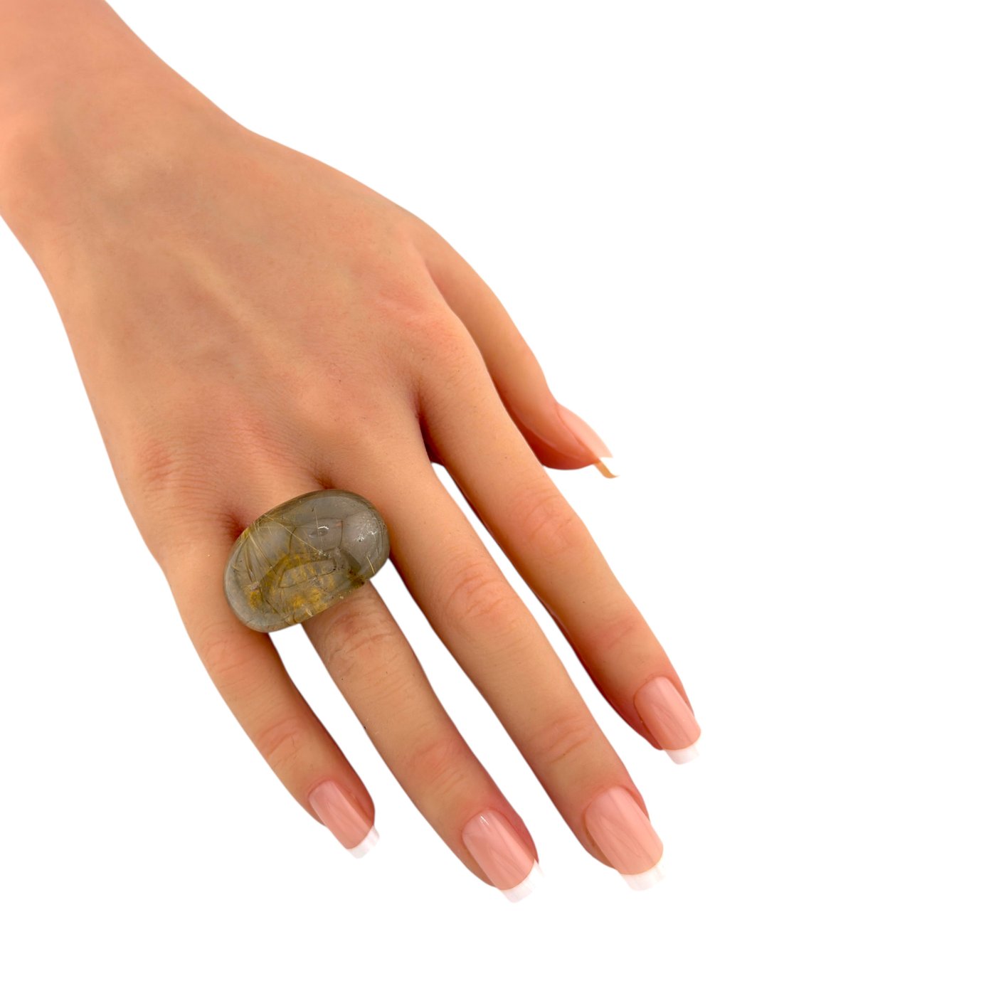 18K Yellow Gold Evanueva 70.00ct Rutilated Quartz Statement Ring -  70.00ct. tw. Quartz