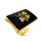 Vintage 14K Yellow Gold Floral Rectangular Ring