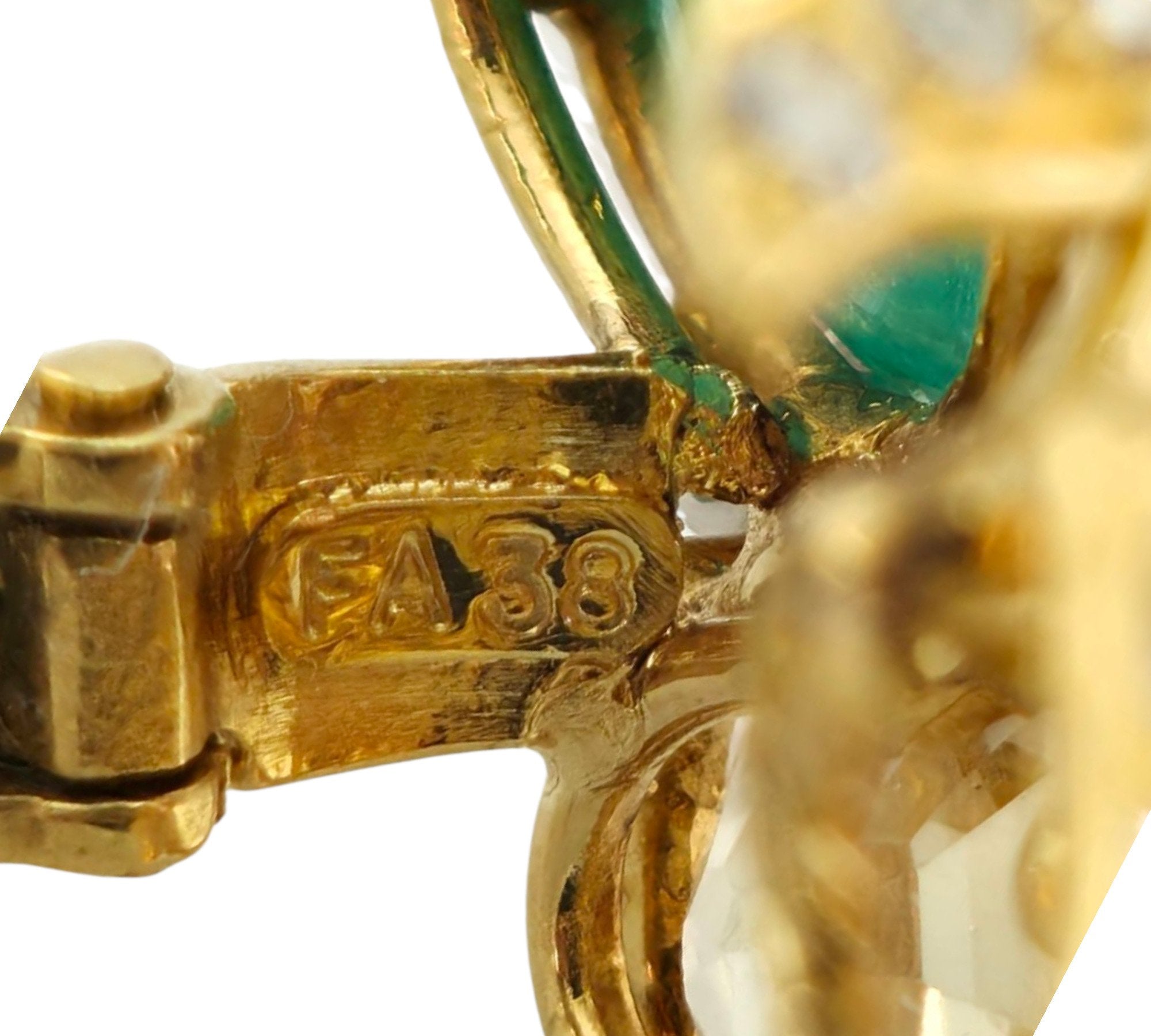 David Webb 18K Yellow Gold Emerald and Tourmaline Earrings 13.18ct