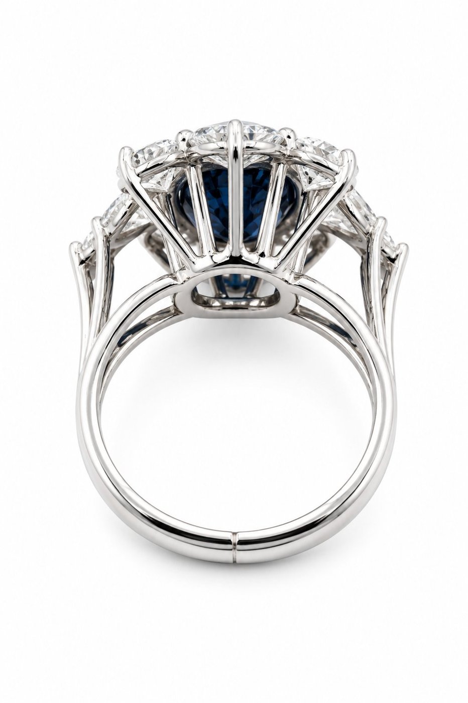 18k Gold 3.0ct  Sapphire and 5.0ct  Diamond Women's Ring