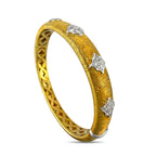 Italian 18K Yellow Gold Brushed 0.60ct Diamond Hinged Bracelet