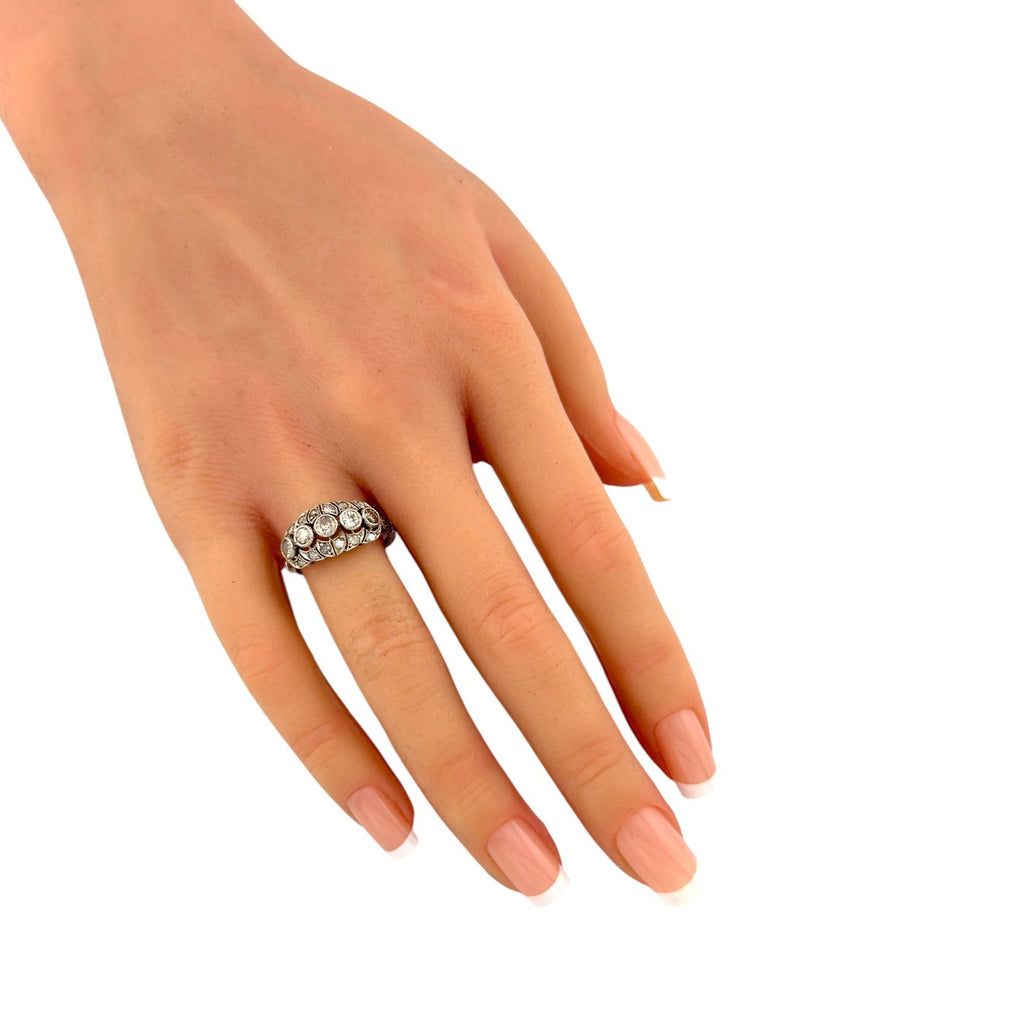 14K White Gold Antique Old Cut 1.00ct Diamond Ring