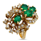18K Yellow Gold Emerald and 2.36ct Diamond Necklace and Ring Set