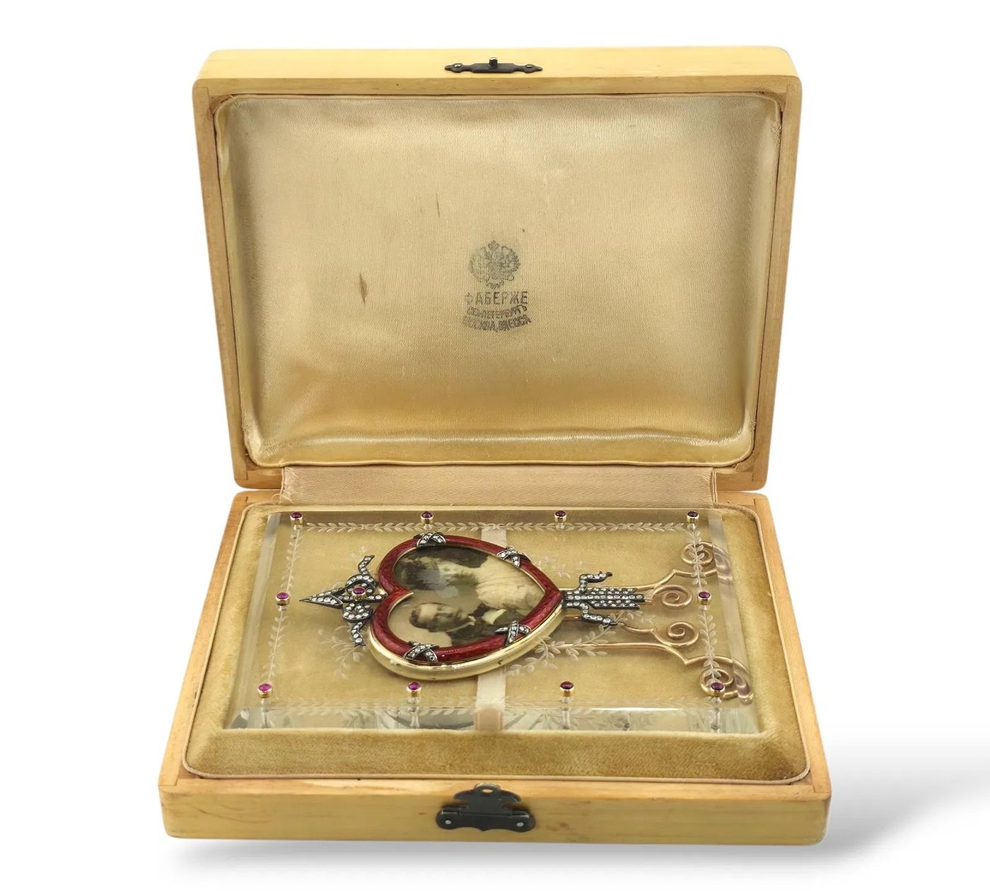 Imperial Russian K. Faberge 56K Gold Enamel and Diamond Photo Frame