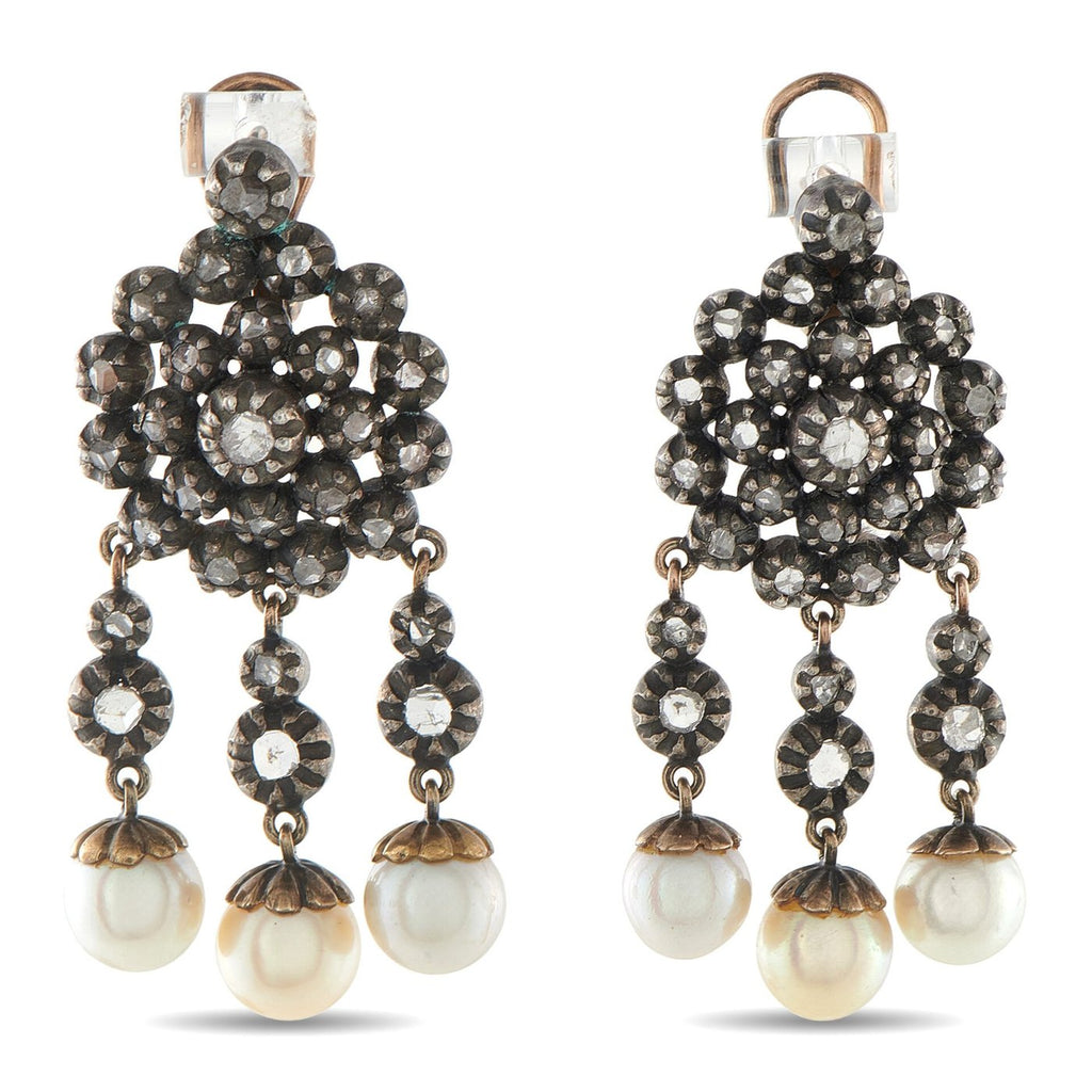 Antique Victorian Rose Gold and 3ct Diamond Earrings