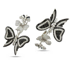 18K White Gold and 1.64ct Diamond Butterfly Flower Earrings