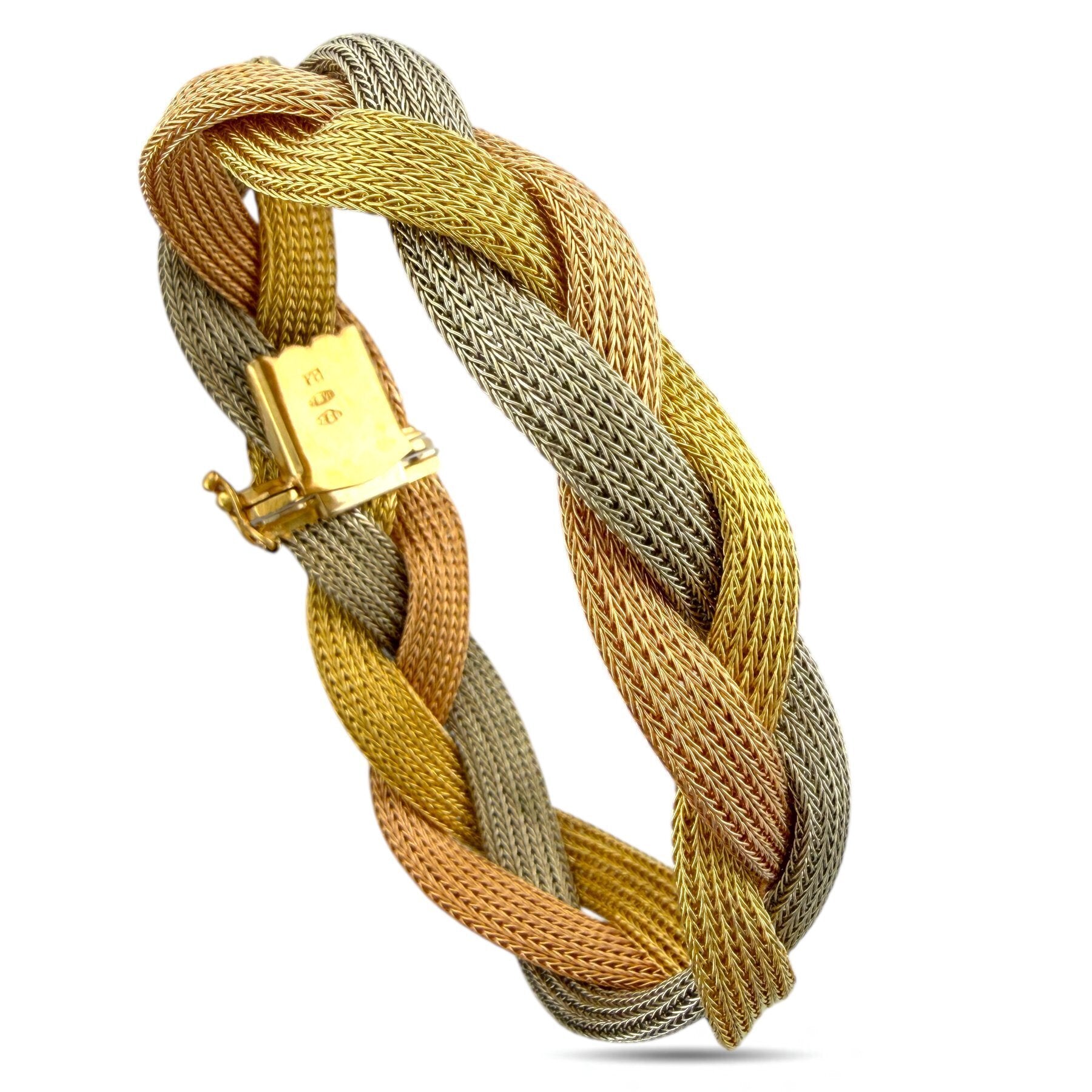 18 kt. Yellow gold, Exclusive 18K Tri-Color Gold Woven Bracelet