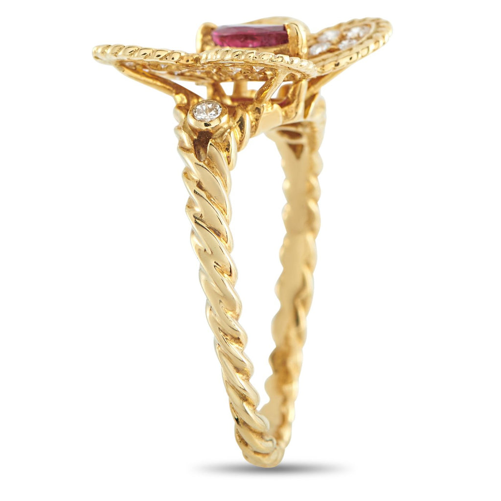 Graff 18K Yellow Gold Diamond and Ruby Butterfly Ring