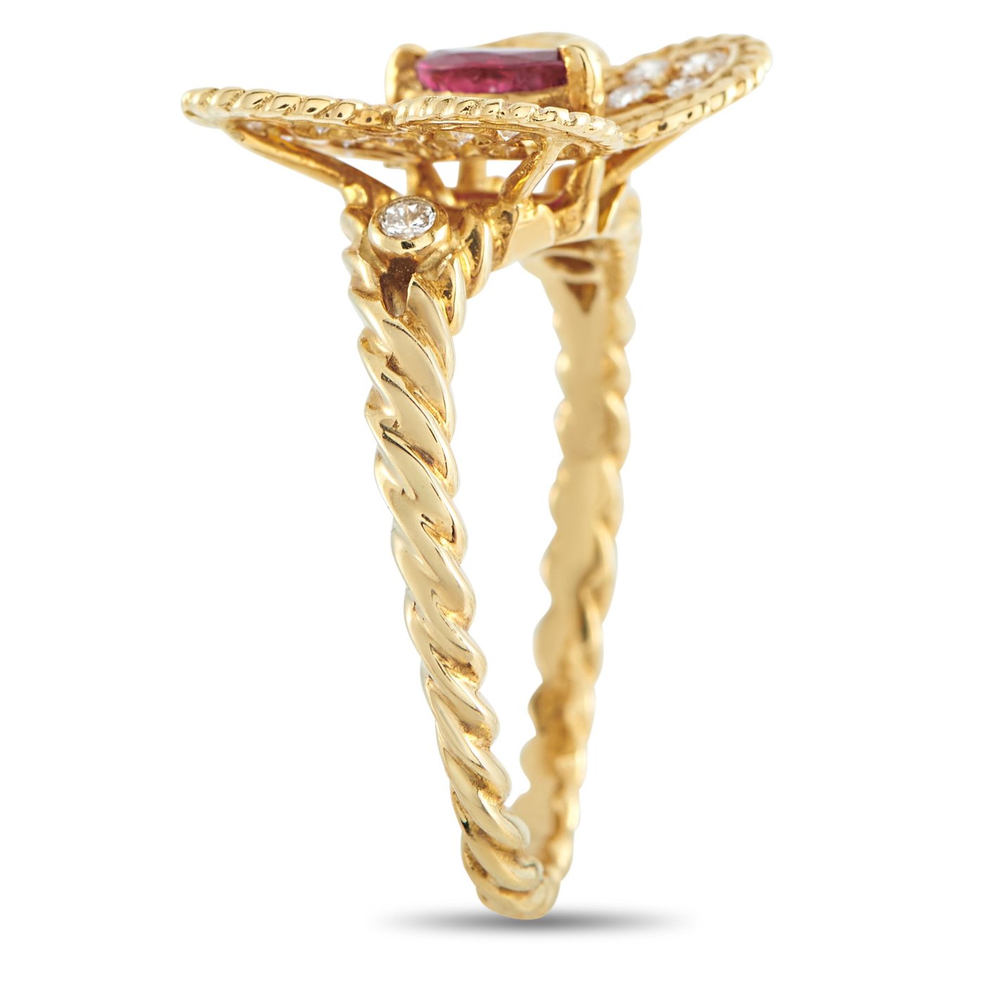 Graff 18K Yellow Gold Diamond and Ruby Butterfly Ring
