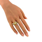 14K White Gold Multi Row 1.72ct Citrine and 0.65ct Diamond Ring