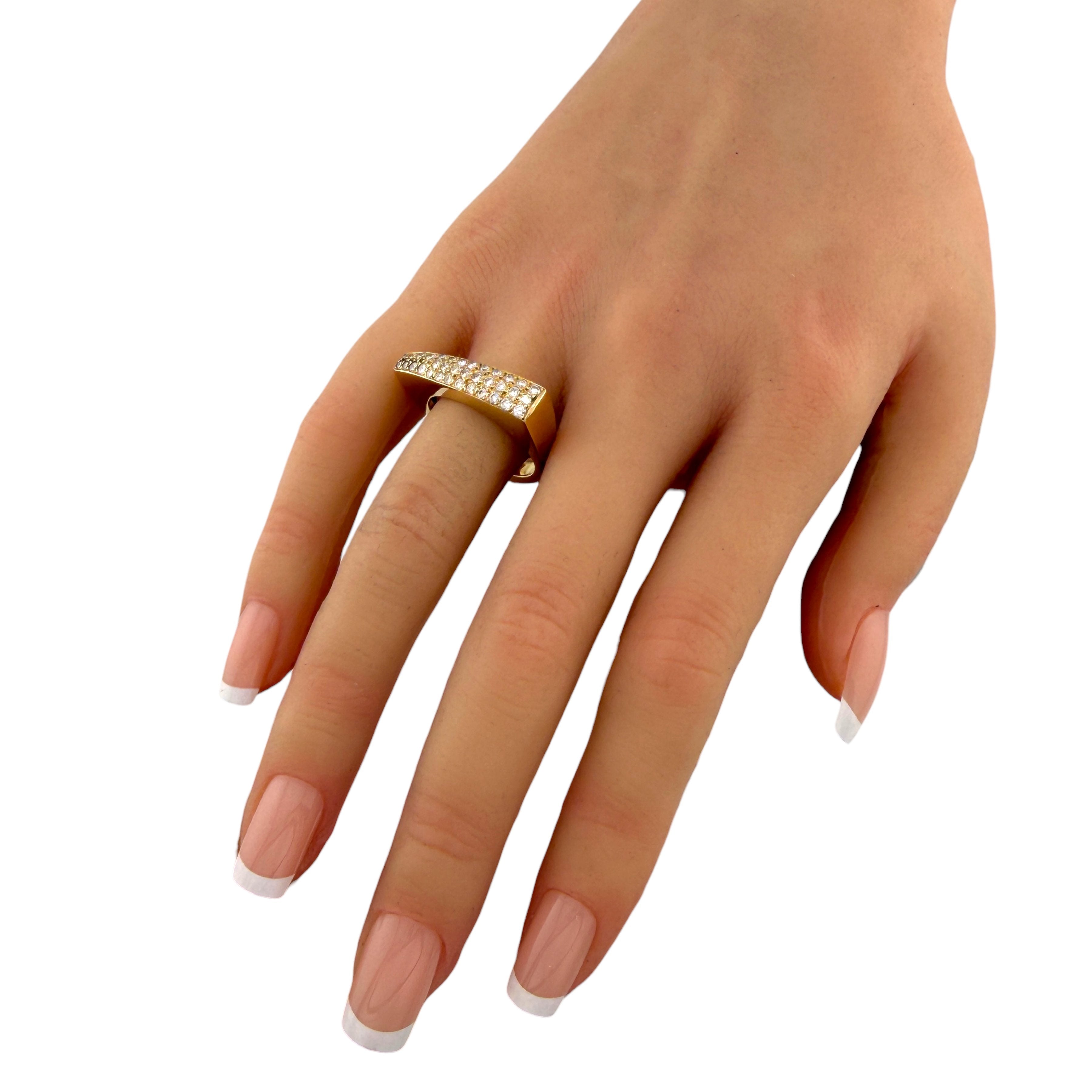 18K Yellow Gold 0.53ct Diamond Triangle Band Ring