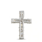 Back view of 18K white gold diamond cross pendant with hanging loop