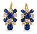 K. Faberge rose gold sapphire and diamond floral earrings with blue gemstone drops