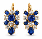 K. Faberge rose gold sapphire and diamond floral earrings with blue gemstone drops