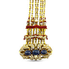 Antique 18K Yellow Gold Red Enamel 4.00ct Sapphire and 2.50ct Diamond Bracelet