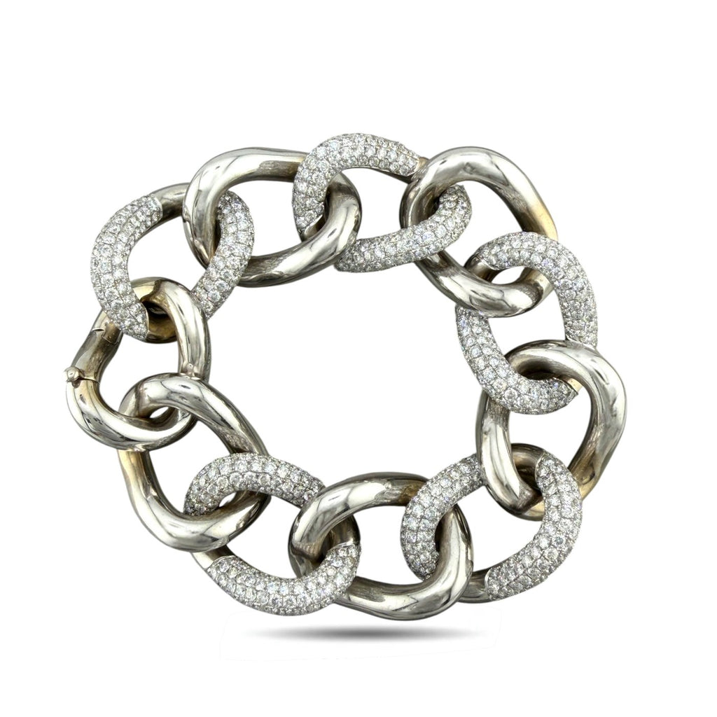 Tiffany & Co. White Gold 22.00ct Diamond Link Bangle Bracelet
