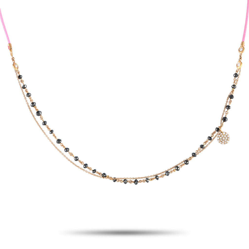Aaron Basha 18K Rose Gold 1.30ct Black Diamond Necklace
