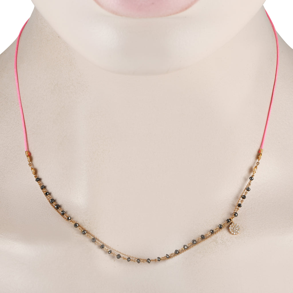 Aaron Basha 18K Rose Gold 1.30ct Black Diamond Necklace