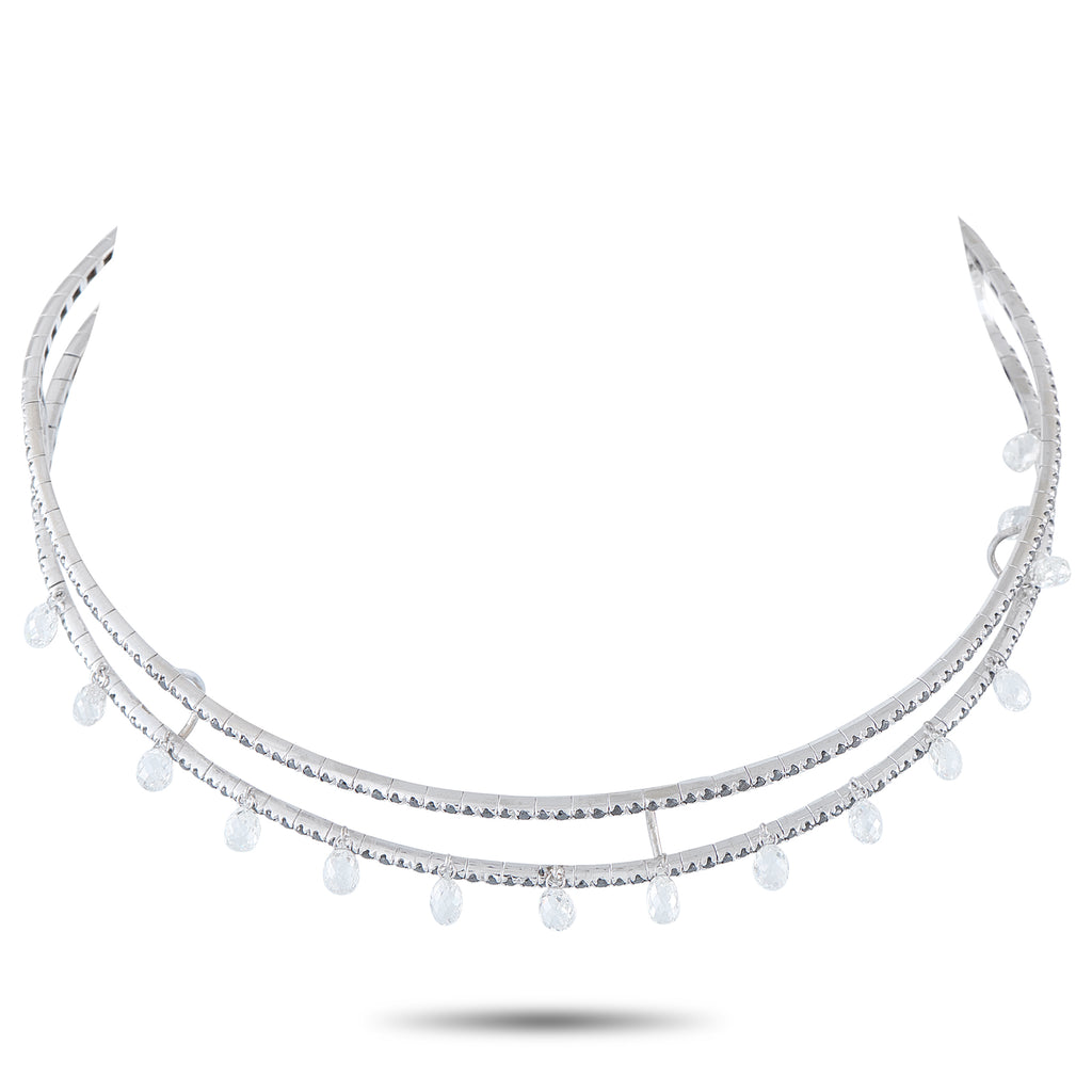 Aaron Basha 18K White Gold 13.25ct Black and White Diamond Choker Necklace