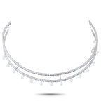 Aaron Basha 18K White Gold 13.25ct Black and White Diamond Choker Necklace