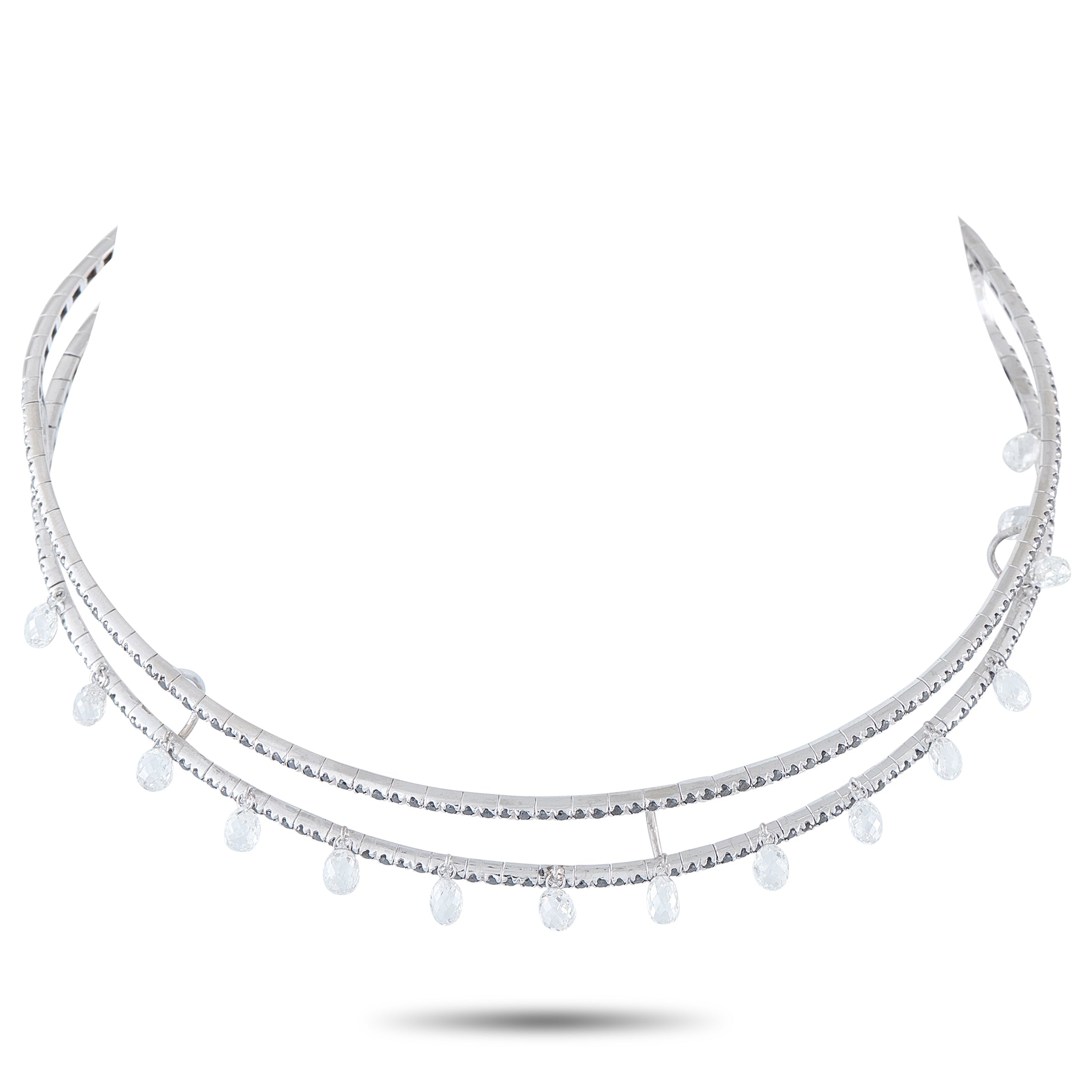 Aaron Basha 18K White Gold 13.25ct Black and White Diamond Choker Necklace