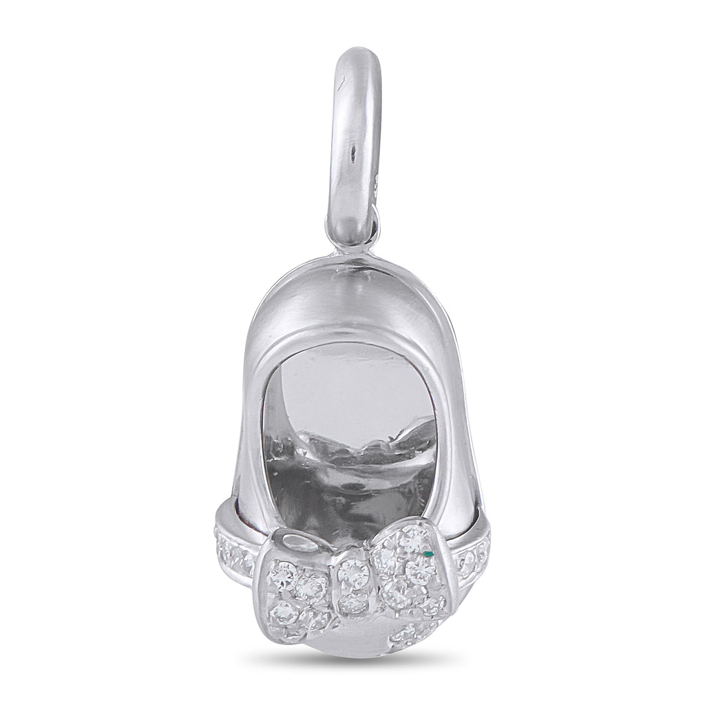 Aaron Basha Baby Shoe 18K White Gold Diamond Ballet Shoe Charm