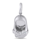 Aaron Basha Baby Shoe 18K White Gold Diamond Ballet Shoe Charm