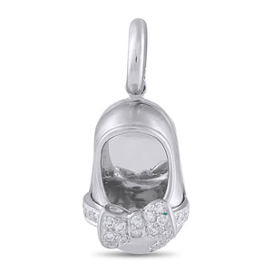 Aaron Basha Baby Shoe 18K White Gold Diamond Ballet Shoe Charm