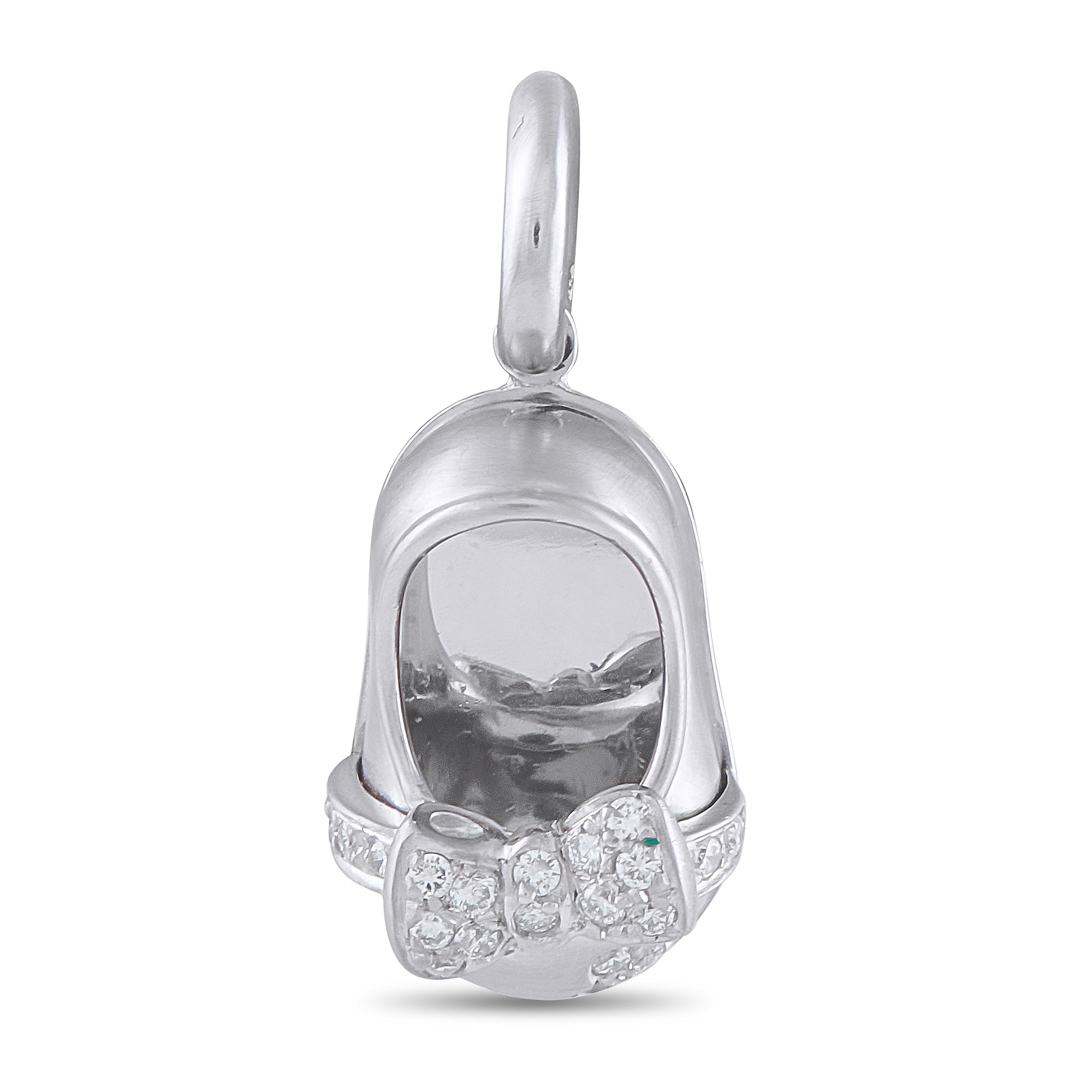 Aaron Basha Baby Shoe 18K White Gold Diamond Ballet Shoe Charm