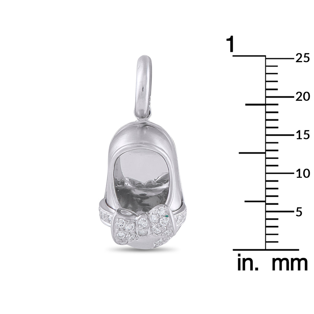 Aaron Basha Baby Shoe 18K White Gold Diamond Ballet Shoe Charm