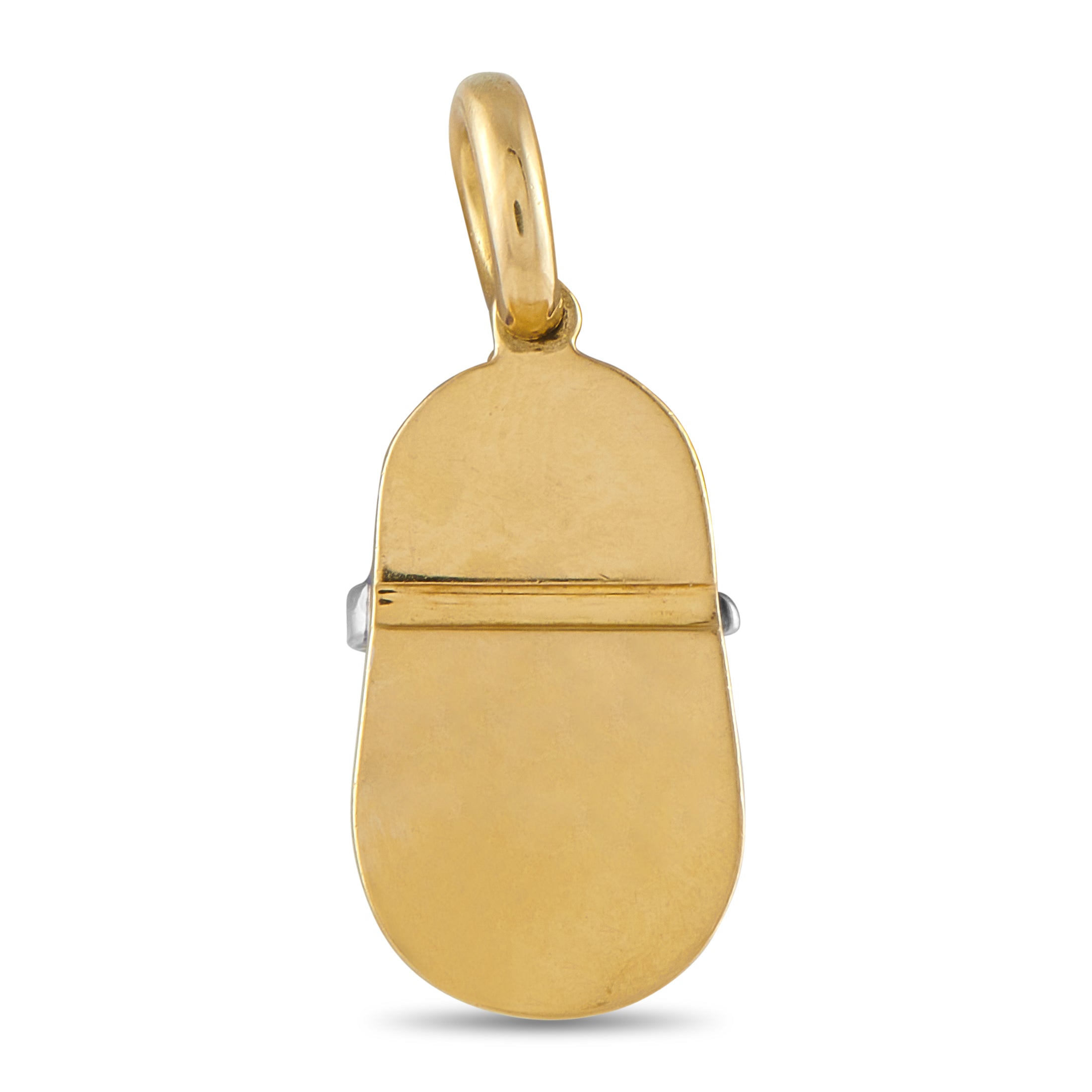 Aaron Basha Baby Shoe 18K Yellow Gold Diamond and Enamel Mary-Jane Charm