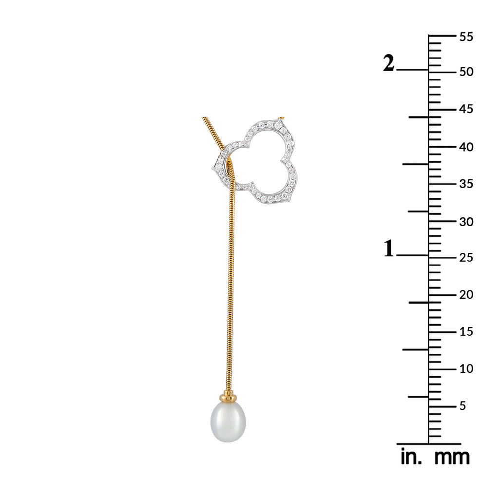 ANGELA CUMMINGS 18K Yellow Gold Diamond and Pearl Lariat Necklace