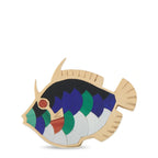 Asch Grossbardt 14K yellow gold fish brooch with multicolor inlay enamel